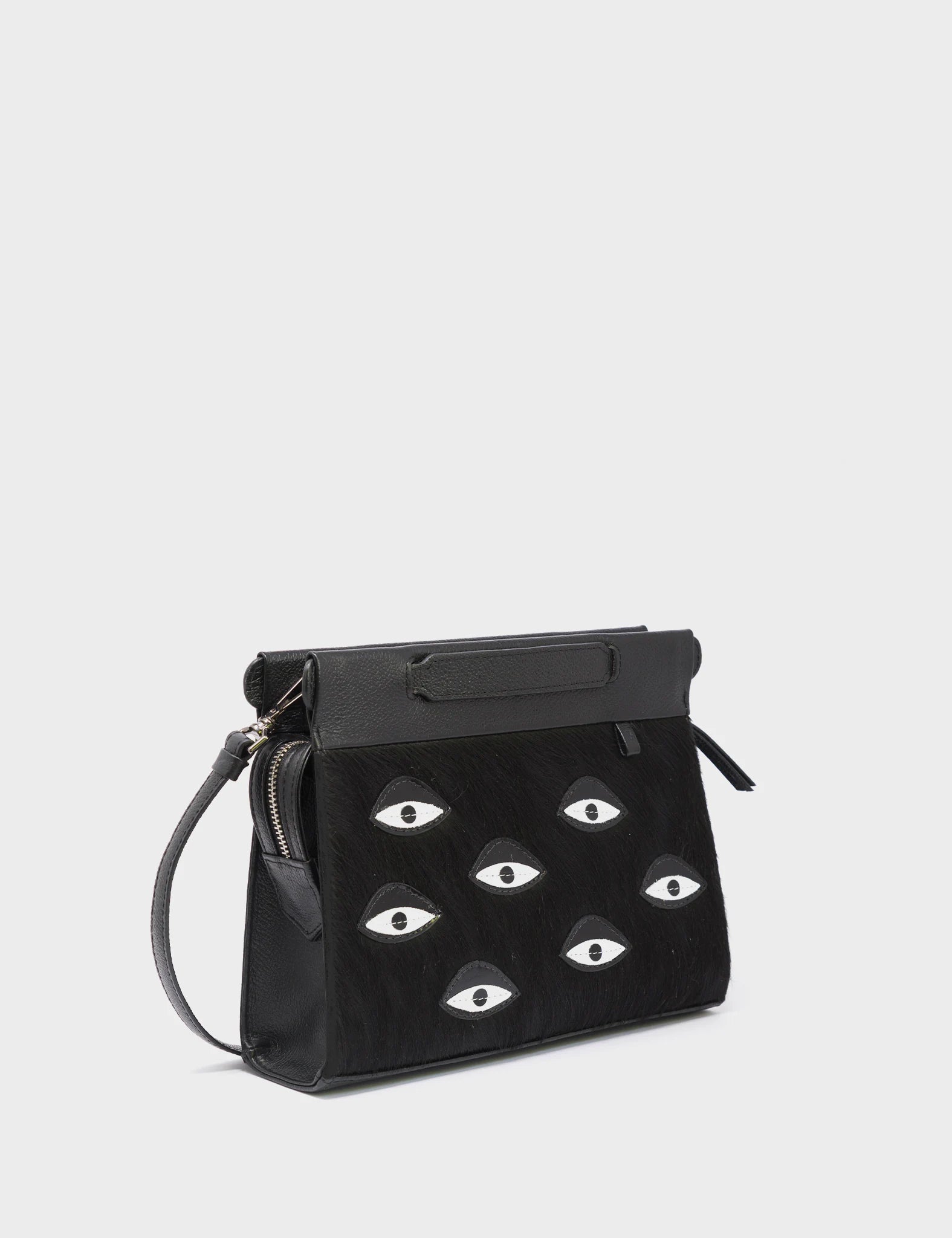 Vali Crossbody Small Leather Bag - Eyes Applique Adjustable Handle