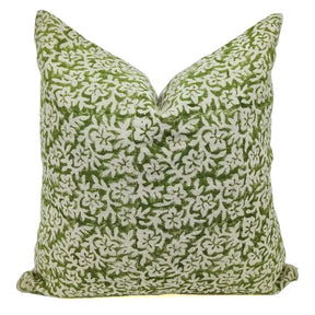 Floral Block Print Thick Linen Room Pillow Cover -Nidhivan