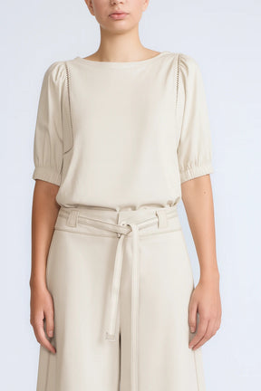 Jamie Textured Cotton Top | Navy