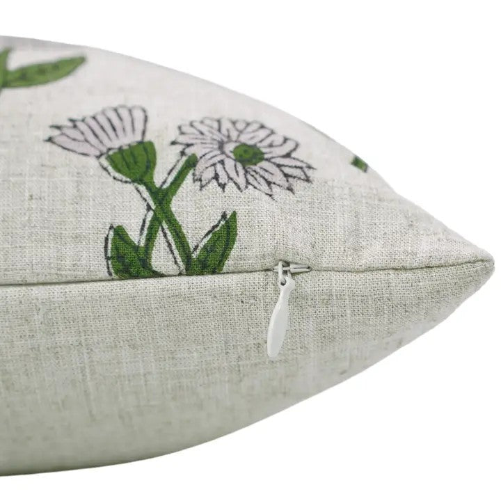 Handcarfted Hand Made Block Printed Viscose Linen Piillow Cover - Kirti