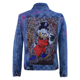 Blue denim jacket with cartoon print