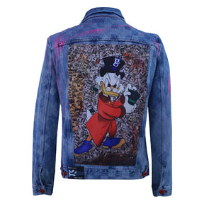 Blue denim jacket with cartoon print
