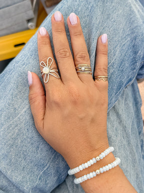 Sterling Opalite Daisy Ring