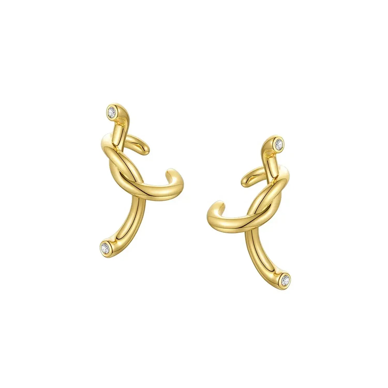 Twist Gold Pave Ear Cuff