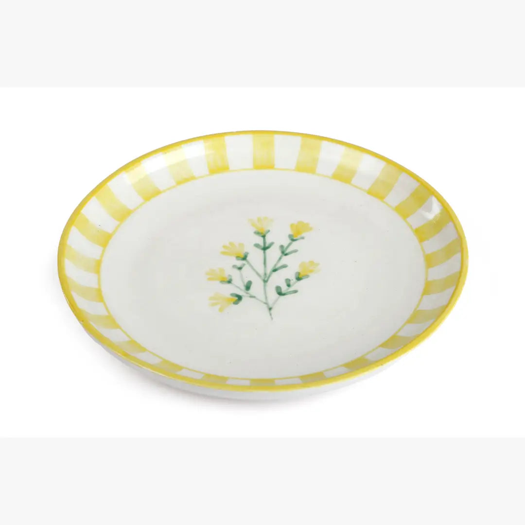 Ceramic Sunshine Spring Dessert Plate -Yellow , 7 Inches (Set of 2)
