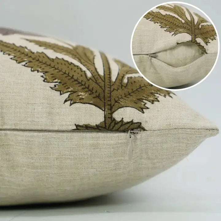 Hand Block Crafted Block Print Linen Blend Pillow Cover - Badshah