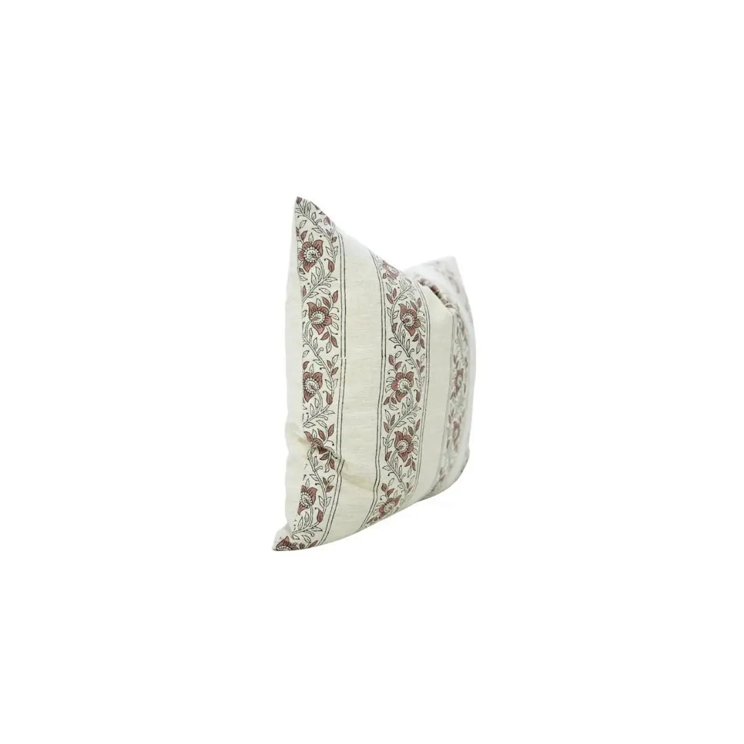 Unique Block Linen Blend Pillow Cover - Bagh Buta Border