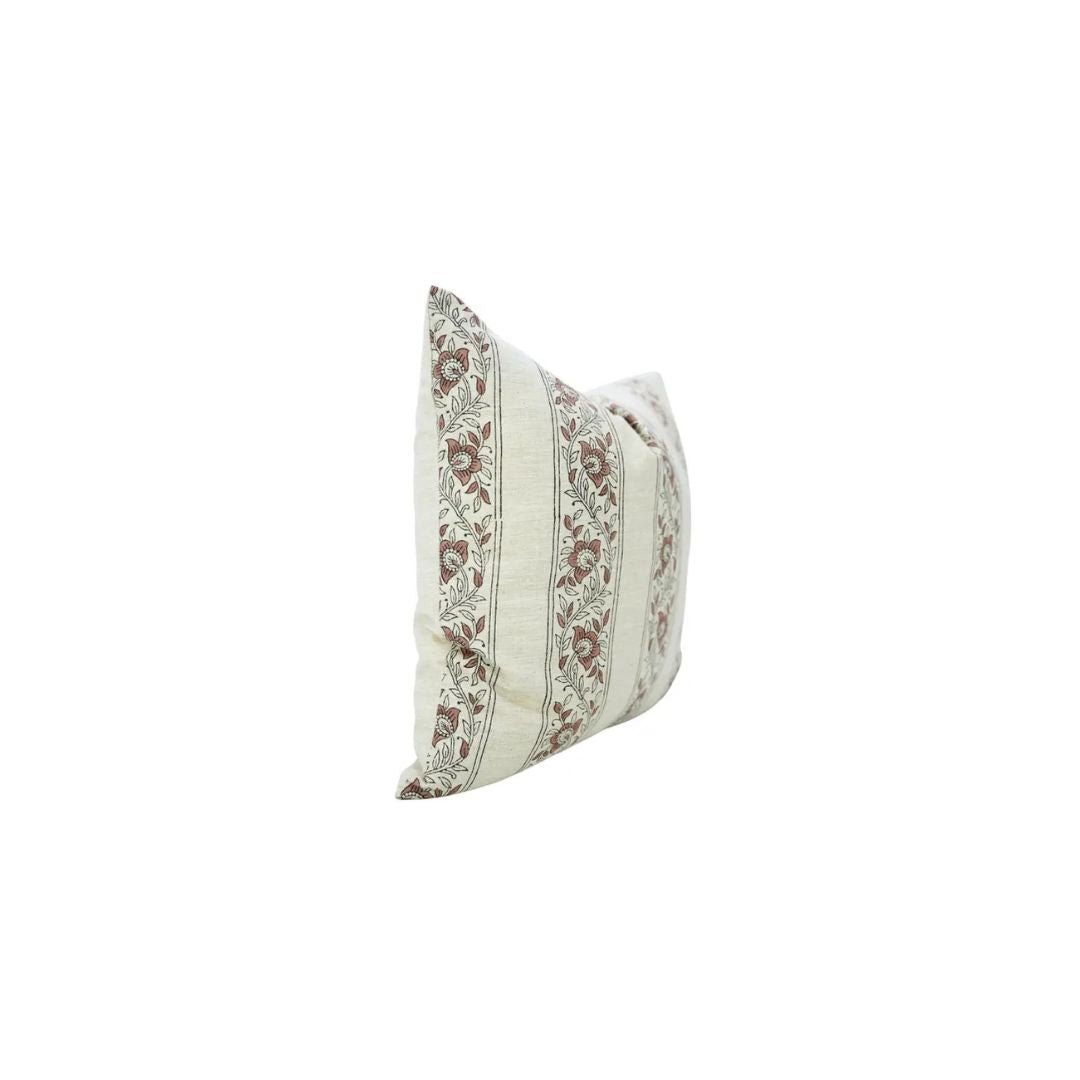 Unique Block Linen Blend Pillow Cover - Bagh Buta Border
