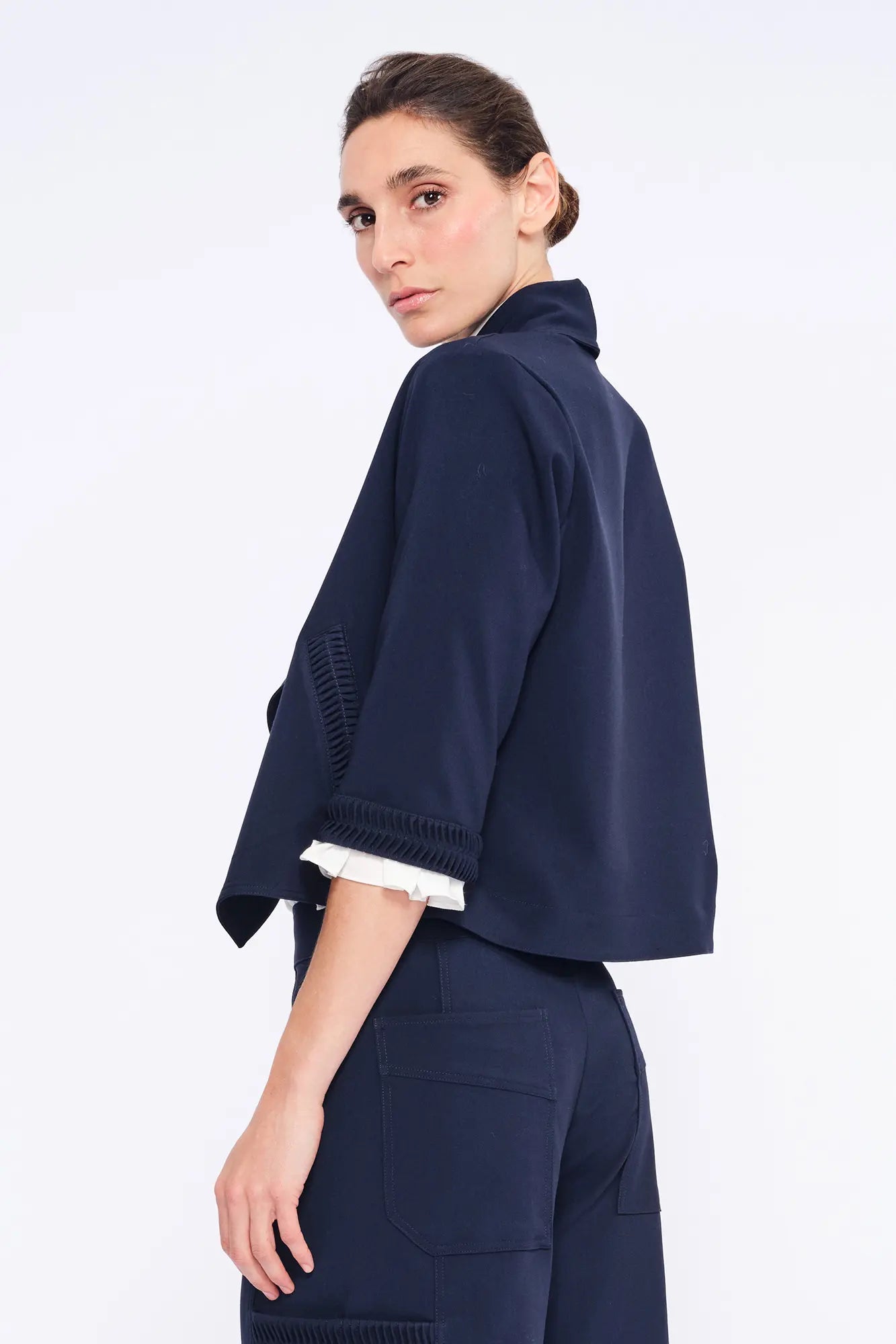 Daysi Draped Lapel Jacket | Navy