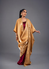 Wave Tube Velvet Red Dress with  Kimono Set