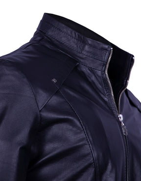 Classic Leather Jacket with Gusseted Shoulders