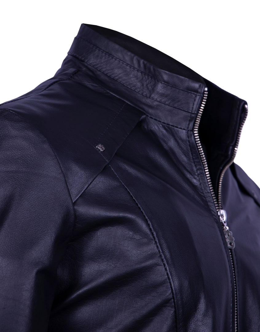 Classic Leather Jacket with Gusseted Shoulders