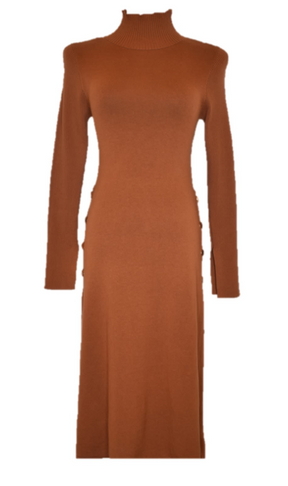 Burnt Orange Ribbed Sweater Dress - Chuks Collins Diffusion Collection - Tasou - The Athletic Side Of Us