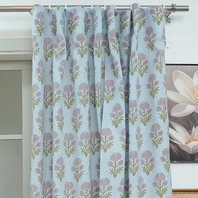 Juhi Boho Handmade Floral Block Print Linen Curtains
