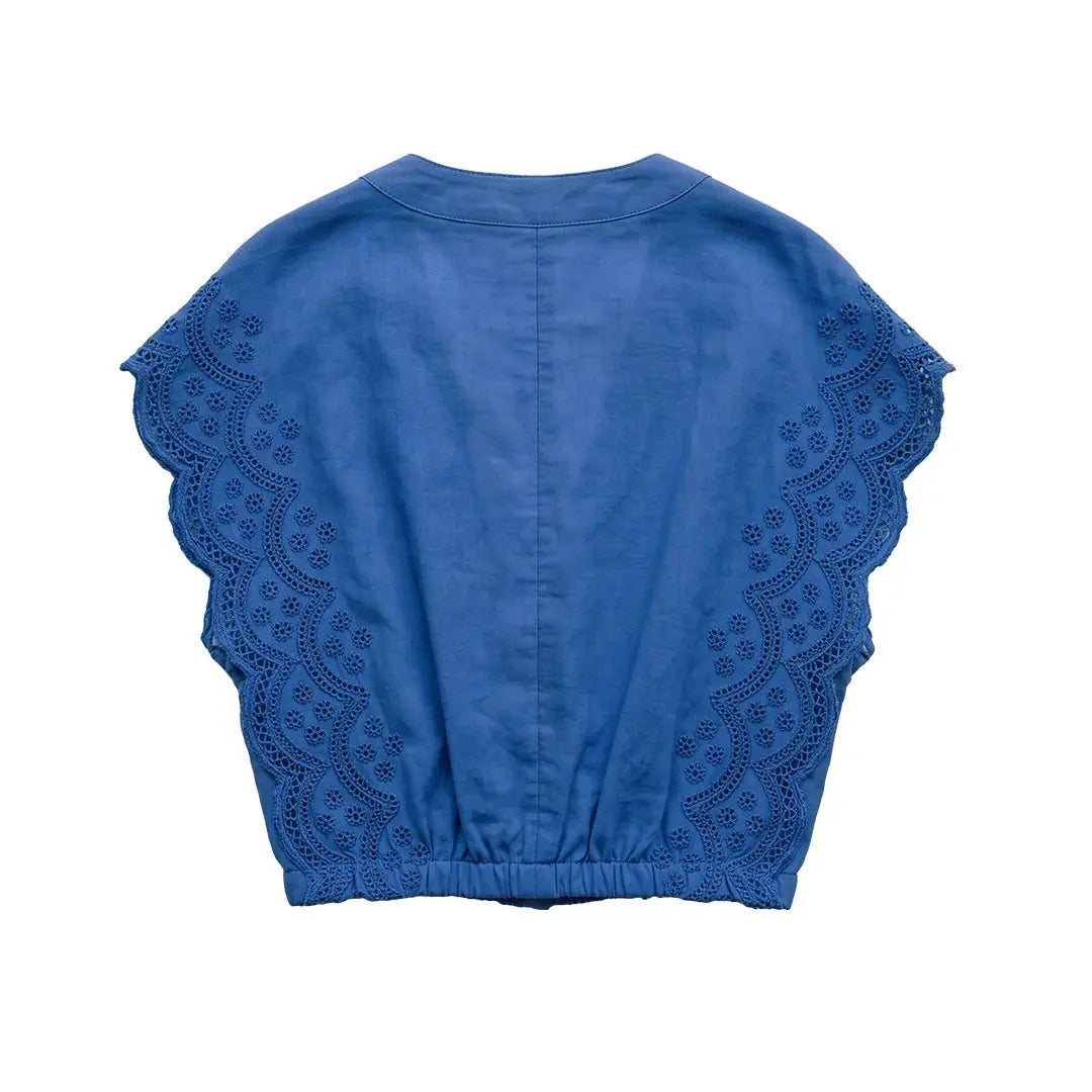 Flutter Sleeve Top Cobalt