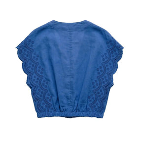 Flutter Sleeve Top Cobalt