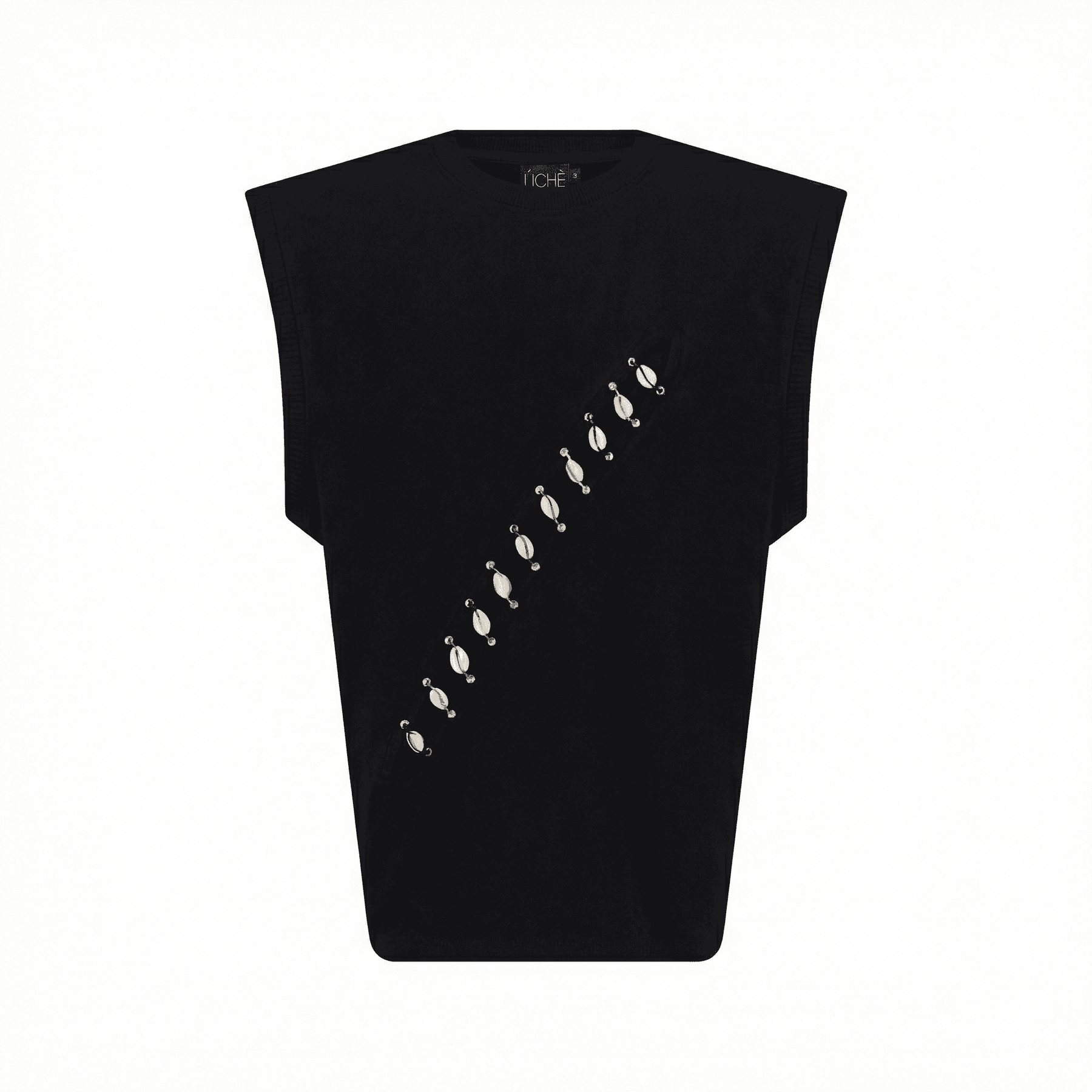 Cowrie Shell Embellished Sleeveless Shirt