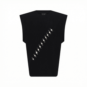 Cowrie Shell Embellished Sleeveless Shirt