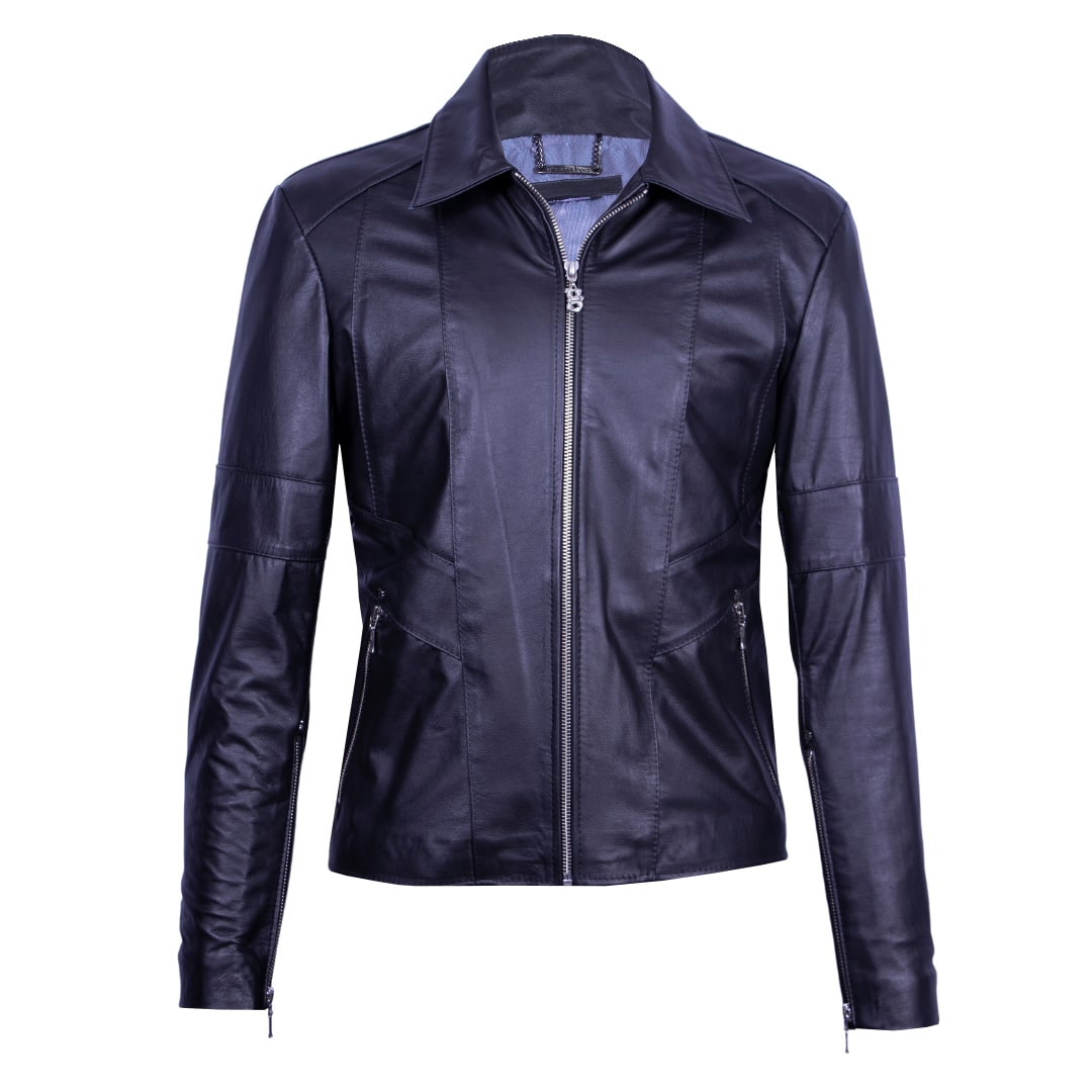 Classic collar leather jacket