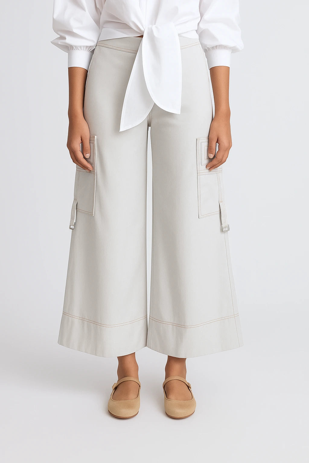 Belen Cotton Palazzo Pants | Silver