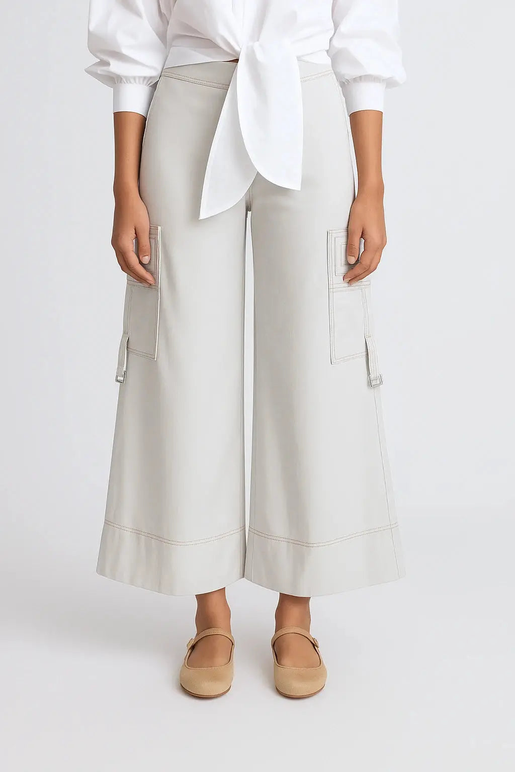 Belen Cotton Palazzo Pants | Silver