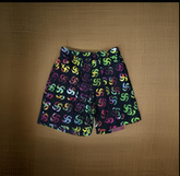 Black, Red, and Yellow Motif Shorts