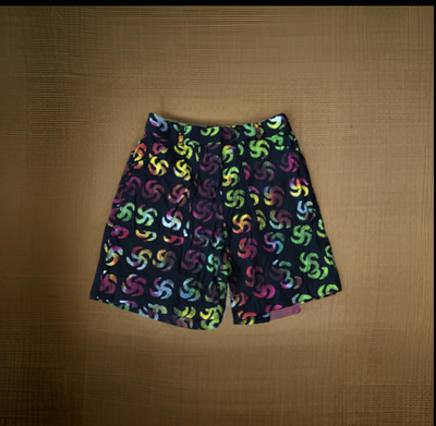 Black, Red, and Yellow Motif Shorts