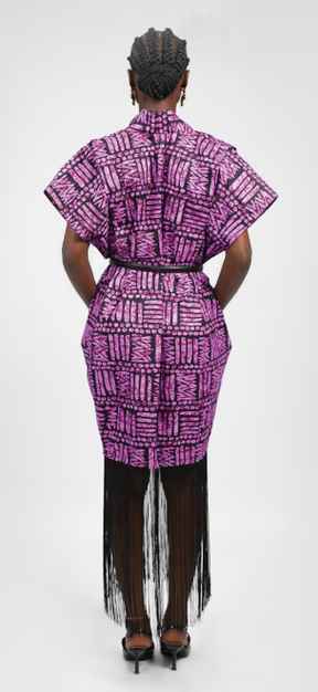 Ajah New Collection Drop2 - Fringe Kimono-Style Batik Maxi Dress