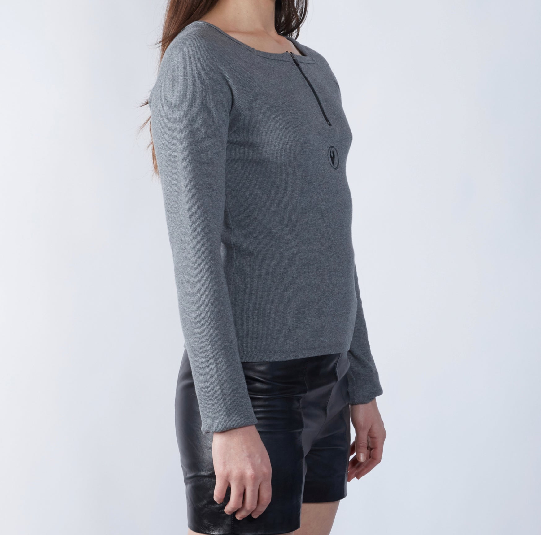 Essential Zipper Square Neck Long Sleeve