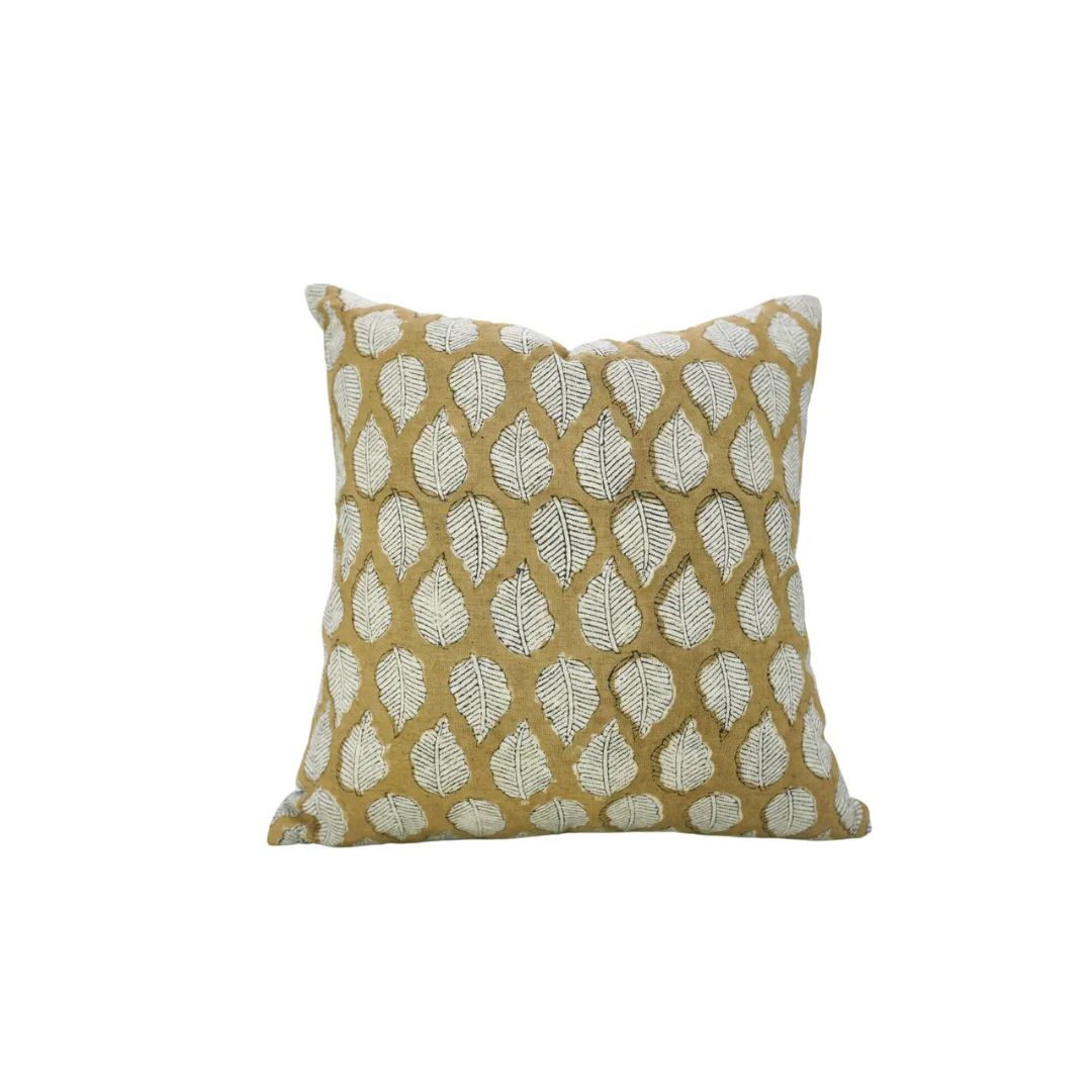 Natural Hand Blcok Print Desgin Viscose Linen Cushion Cover - Panchi