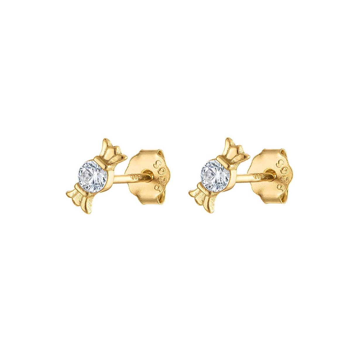 Candy Stud Earrings in Gold Pavé – Timeless Sparkle, Elegant Finish