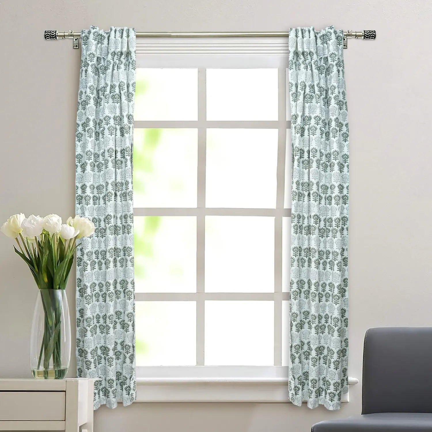 Traditional Viscose Colored Linen Ring Curtain - Surajmukhi