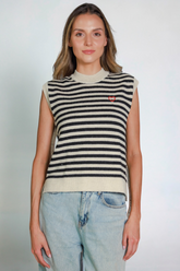 Stripped knitted Vest baby alpaca wool