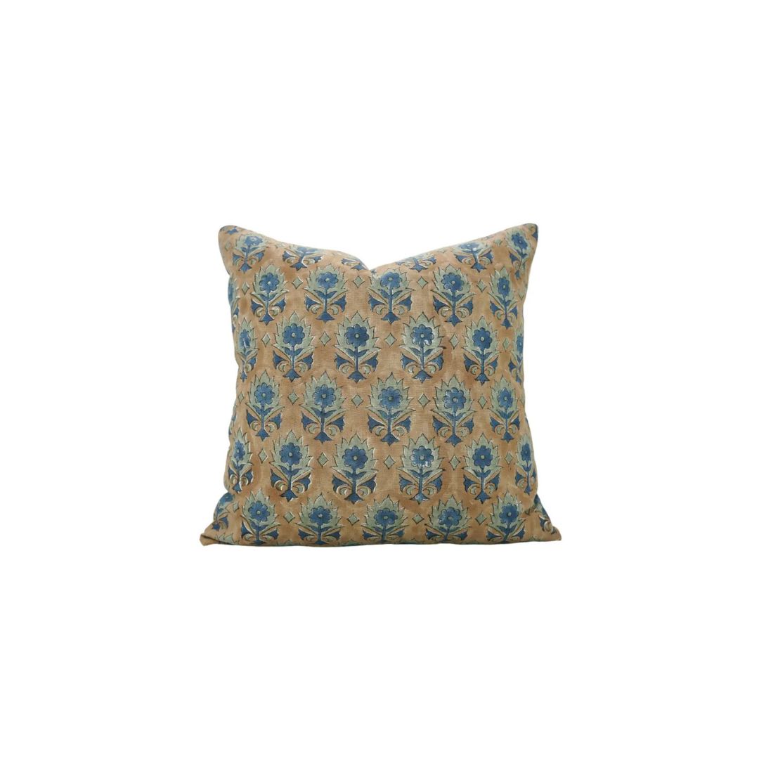 Handcrafted Unique Block Print Viscose Linen Pillow Cover- Kusum