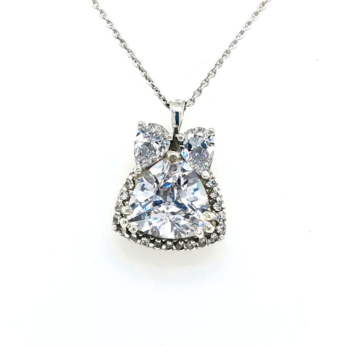 Trillion & Pear Cut Silver Necklace