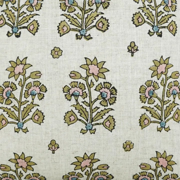 Crafted Hand Block Printed Design Viscose Linen Pillow Cover - Sadabahar