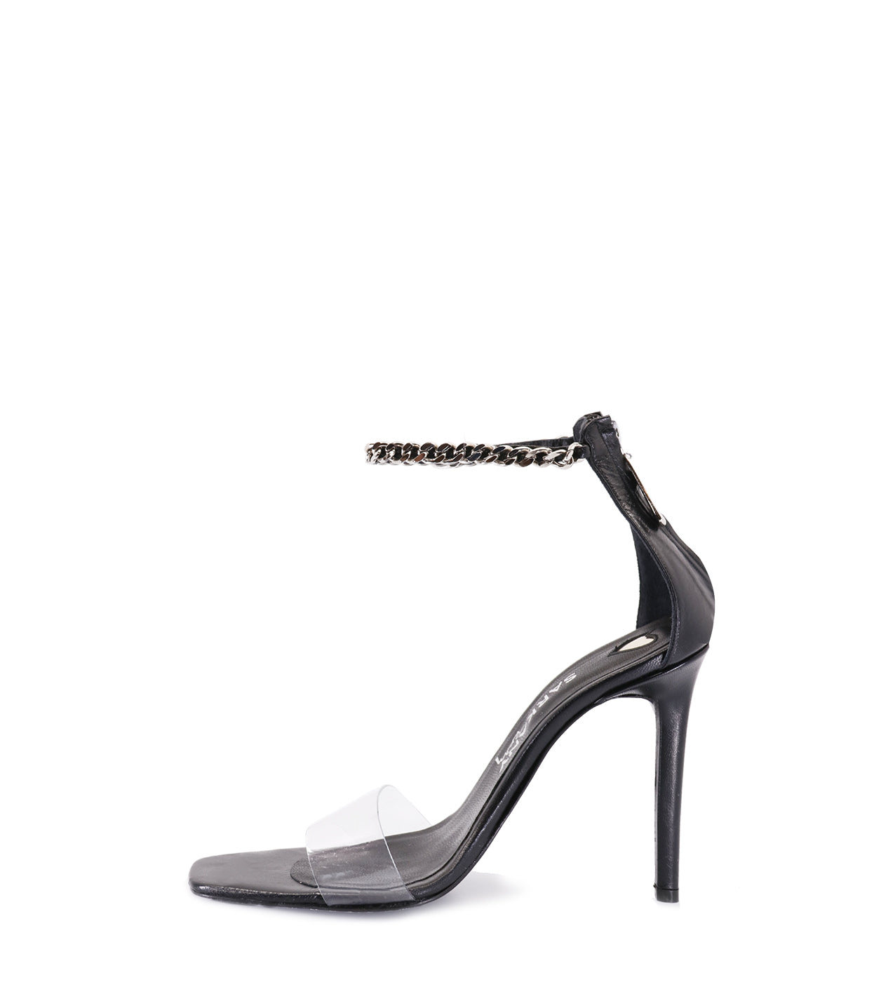 Chic Black Heeled Sandals with Chain Bracelet Ginebra