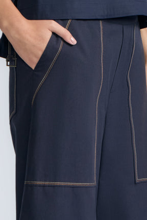 Zoe High-Rise Cotton Pants | Navy