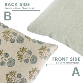 Boho Decor Block Print Linen Blend Pillow Cover - Rishi