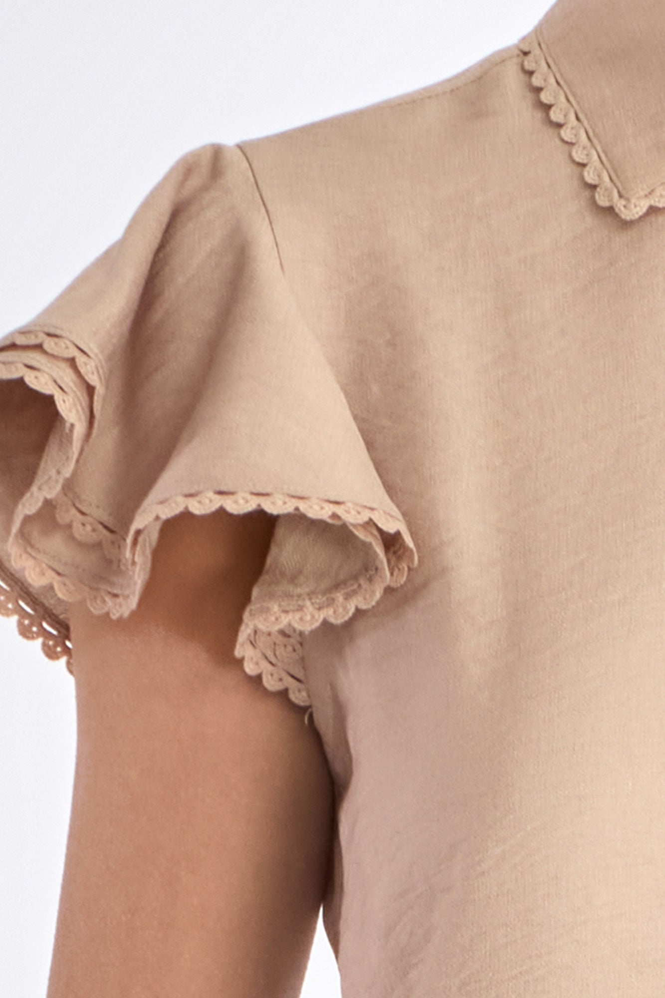 Clark Ruffle Sleeve Blouse | Nude