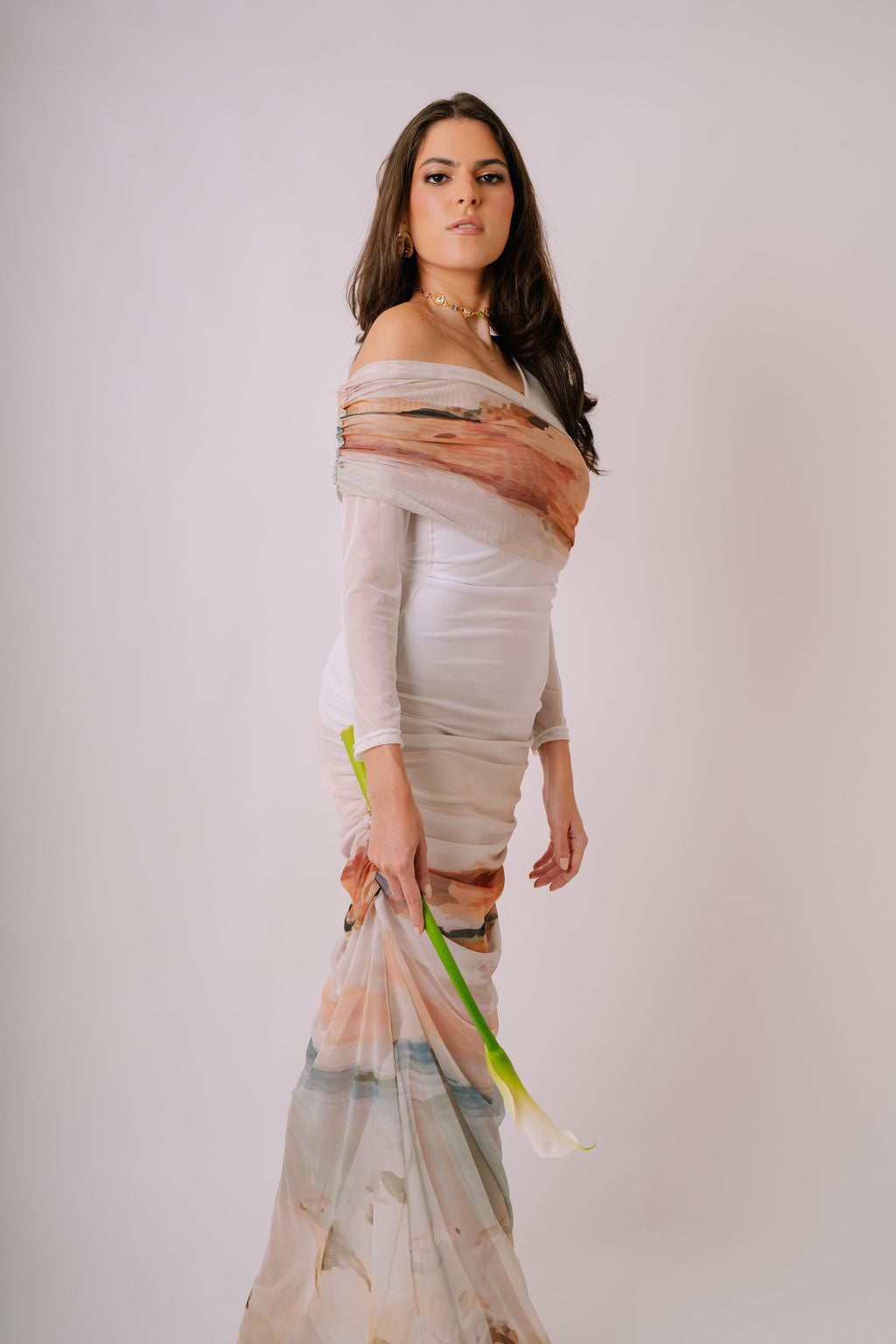 Bajareque One-Shoulder Mesh Dress