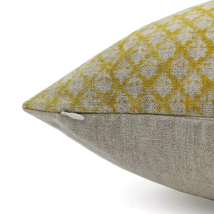 Floral Block Print Handmade Thick Linen Cushion Cover -  Pink City