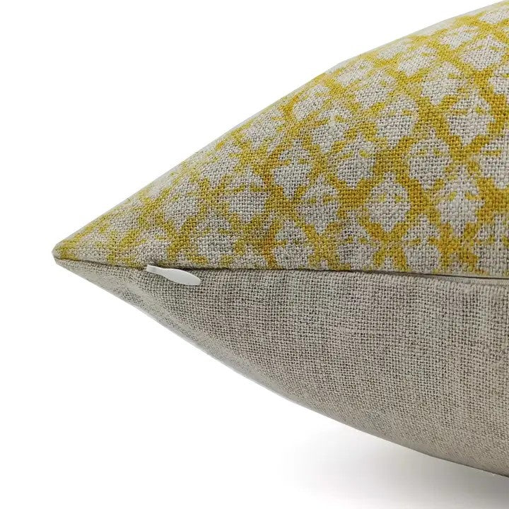 Floral Block Print Handmade Thick Linen Cushion Cover -  Pink City