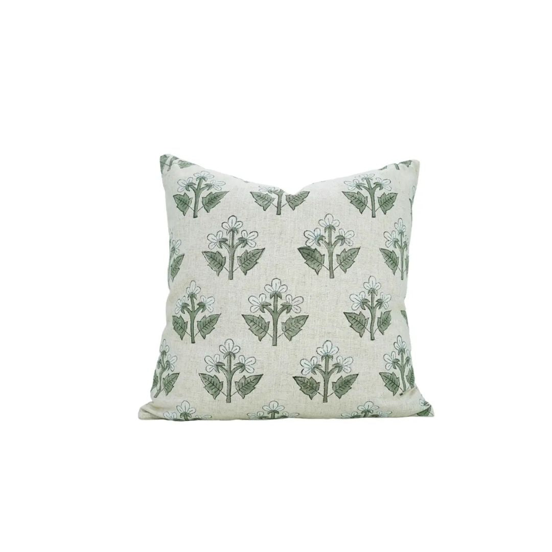 Elegant Hand Block Print  Viscose Linen Pillow Cover - Chahat