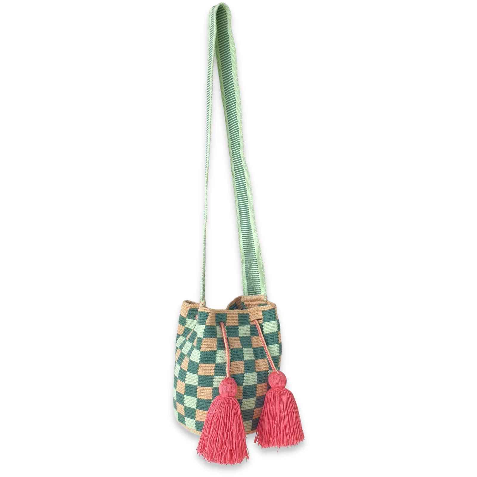 Green Checkered Wayuu Bag
