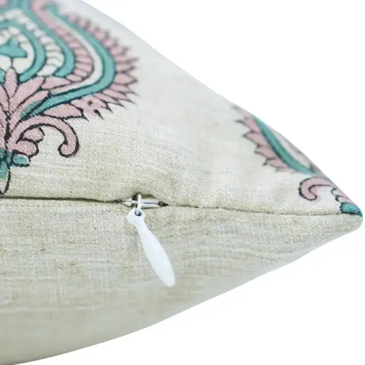 Bold Style Block Print Linen Blend Pillow Cover - Uday