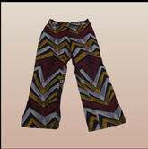 Dark Red and Gray V Line Wide Leg Pants
