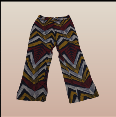 Dark Red and Gray V Line Wide Leg Pants