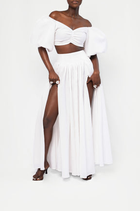 Linen DANI Maxi skirt in White