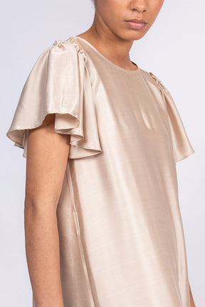 Adelina Asymmetrical Silk Dress | Sand
